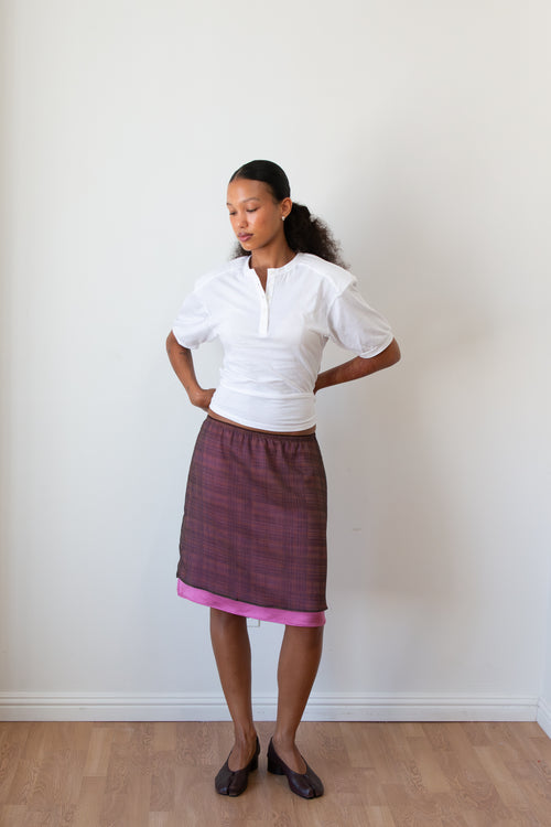 Pink Plaid Double Layer Skirt